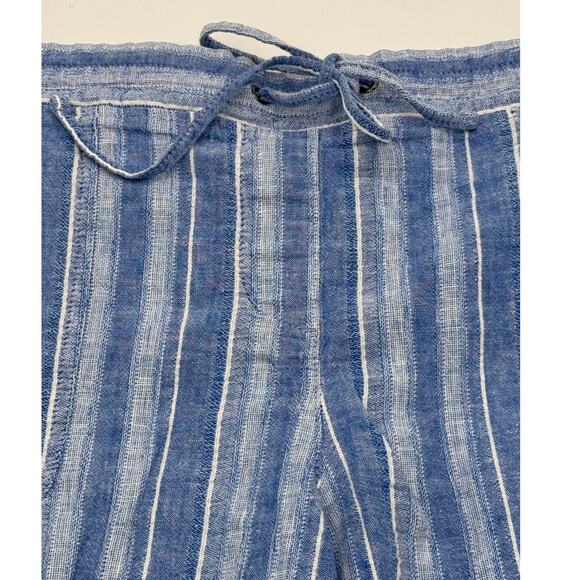 Talbots Size 12 Linen Blend Shorts Drawstring Waist Blue Casual Coastal Preppy - Picture 3 of 8